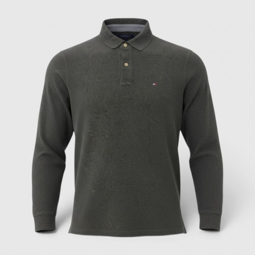 Tommy Hilfiger Ανδρική Μακρυμάνικη Polo Μπλούζα Γκρι / Pre-Owned
